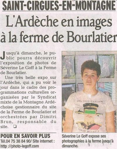Séverine Le Goff, article du Dauphiné août 2013